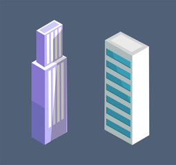 Modern Isometric Building Skyscraper Design Vector