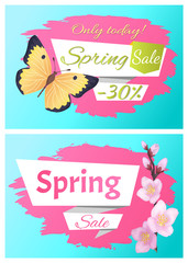 Only Today Spring Sale Set Poster Butterfly flower