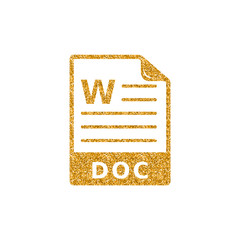 Text file format icon in gold glitter texture. Sparkle luxury style vector illustration.