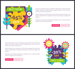 65 and 30 Off Premium Labels Promo Posters Set