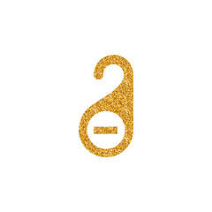 Door handle label icon in gold glitter texture. Sparkle luxury style vector illustration.