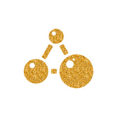 Connected dots icon in gold glitter texture. Sparkle luxury style vector illustration.