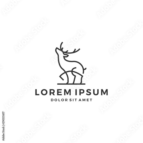 outline deer line art logo vector icon template illustration stock