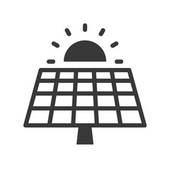 Solar cell panel and sun, green energy icon