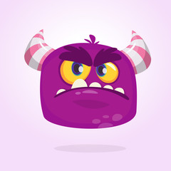 Grumpy monster cartoon. Vector Halloween illustration