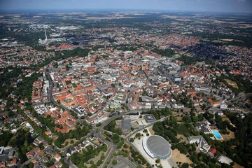 Poster Im Rahmen Luftaufnahme Stadt Braunschweig / Aerial view of Brunswick (Germany) © rammi76