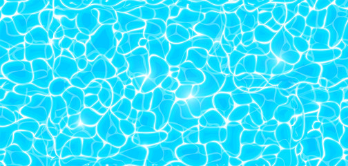 Obraz premium Tekstury basen wody dolnej tło wektor, tętnienia i przepływu z falami. Lato błękitnego aqua pływacki bezszwowy wzór. Morze, powierzchnia oceanu. Widok z góry