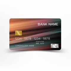 Colorful credit card template design. With inspiration from the line abstract. Blue and black color on gray background illustration. Glossy plastic style.