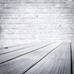table background of free space and white wall. 