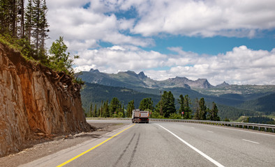 truck on the mountain road