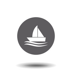 The sailboat icon. Sailing ship symbol. Flat Vector illustration