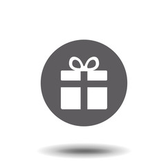 Gift, Present, Giftbox Isolated Flat Web Mobile Icon. Vector, Sign, Symbol, Button