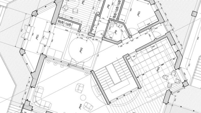 Architecture design: blueprint plan - vector illustration of a plan modern residential building / technology, industry, business concept illustration: real estate, building, construction, architecture