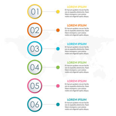 6 steps infographic design. Template for diagram, graph and chart. Timeline design with 6 levels, options, circles. Business presentation concept. Vector illustration.