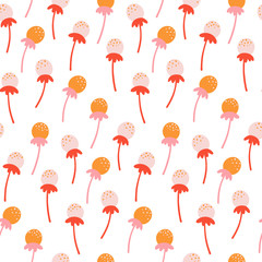 Cute seamless floral pattern with hand drawn dandelion flowers. Autumn design template. Vector wallpaper. Good for print.