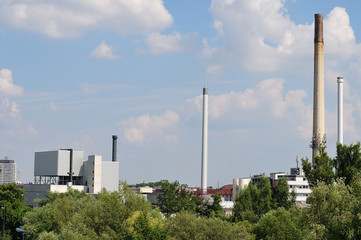 Fototapeta na wymiar heat plant and chimneys in industrial area