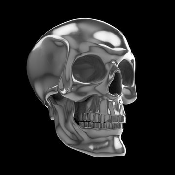 3D rendering silver skull isolated