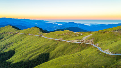 Mountain road  at the dusk