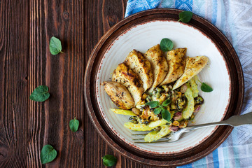 Curried chicken salad with celery