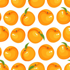 Vector pattern with cartoon peaches isolated on white.