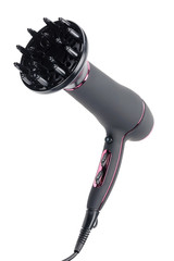 Grey mat hair dryer isolated on the white background