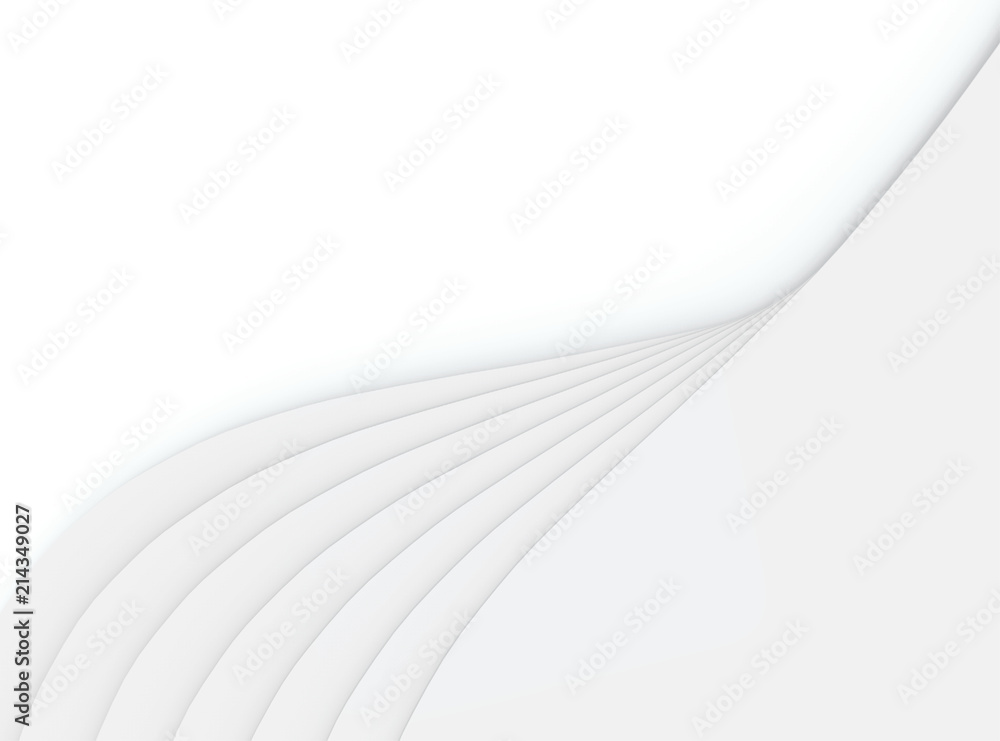 Poster 3d rendering. modern gray overlay curve panels on white copy space background.