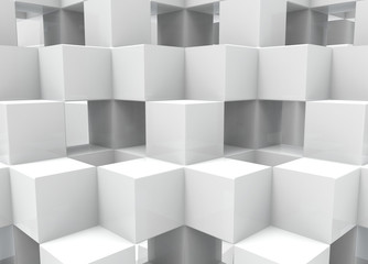 3d rendering. modern square cube box stack wall background.