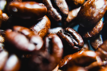 Macro roasted coffee beans