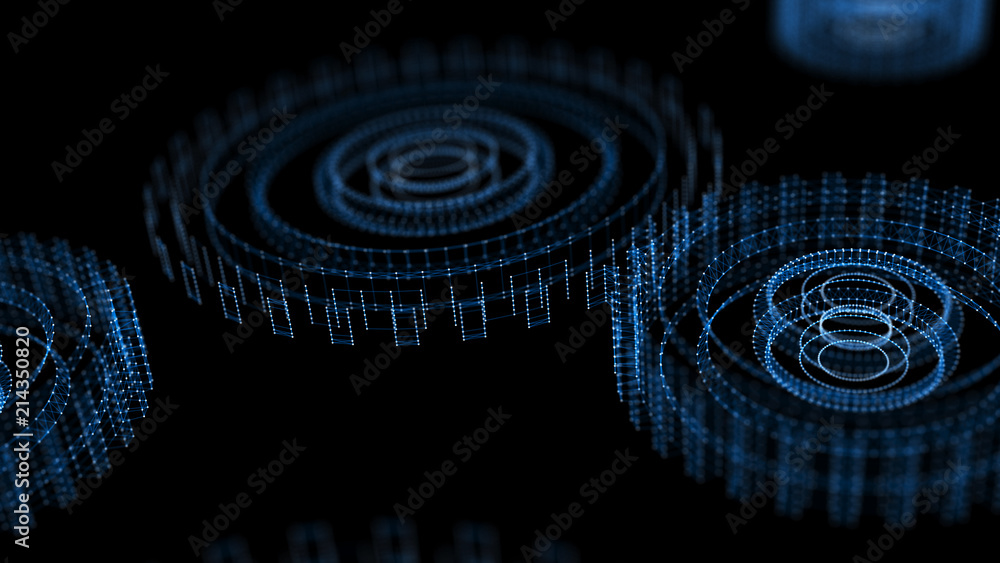 Poster abstract technology background. technology concept. gear wheel. big data concept. 3d illustration. 3