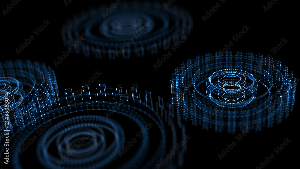 Poster abstract technology background. technology concept. gear wheel. big data concept. 3d illustration. 3