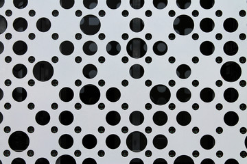 black and white abstraction, black circles on white background