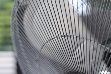 Closeup Steel fan. Selective Focus