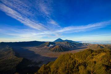Beautiful Vibrant Bromo volcano at sunrise,Tengger Semeru National Park, East Java, Indonesia.