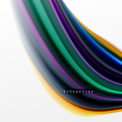 Fluid liquid mixing colors concept on light grey background, curve flow, trendy abstract layout template for business or technology presentation or web brochure cover, wallpaper