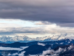 Obraz na płótnie Canvas Beautiful view at the alpine village Corvara ski resort in Dolomites mountains, Alps region, Italy