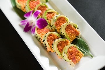 Sushi on a white plate
