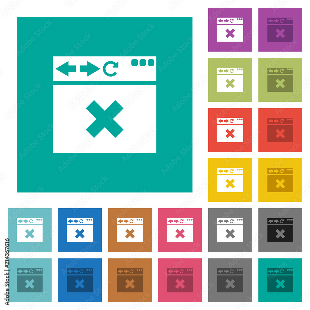 Aufkleber browser cancel square flat multi colored icons