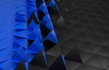 3d illustration triangulate backdrop dark blue black 3d render