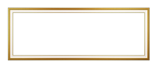 Golden Panoramic Empty Picture Frame Isolated