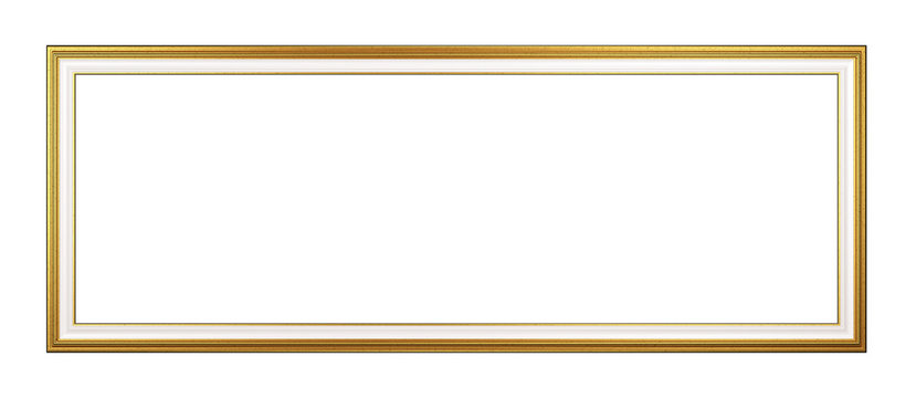 Golden Panoramic Empty Picture Frame Isolated