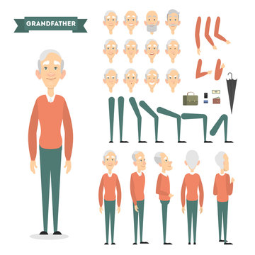 Old Man Character Set For Animation