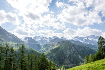Obraz premium Panoramic view of the alpine valley of Gressoney Monte Rosa