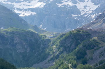 Naklejka premium Panoramic view of the alpine valley of Gressoney Monte Rosa