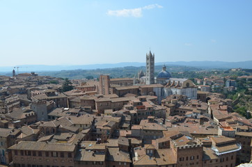 Fototapeta premium landscape View of the medieval city from a height Siena Italy 