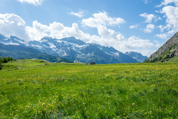 Obraz premium Panoramic view of the alpine valley of Gressoney Monte Rosa