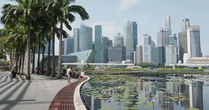 Gardens and skyscrapers, a modern city development of Singapore