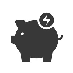 Piggy bank and flash sign, icon saving energy and environmental concept