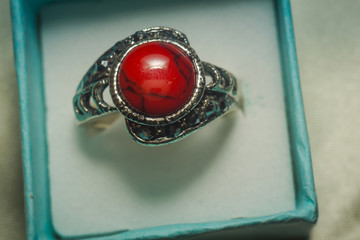 Vintage ring with red turquoise