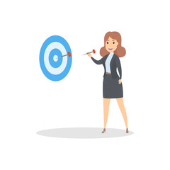 Businesswoman aiming for a target