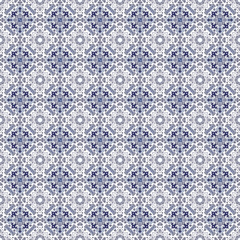 Pattern in the form of a Mediterranean blue tile. Seamless background. - 214363079